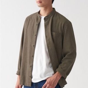 Muji Flannel Stand Collar Shirt
